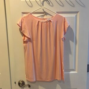 Liz Claiborne Pink Flutter Sleeve Blouse